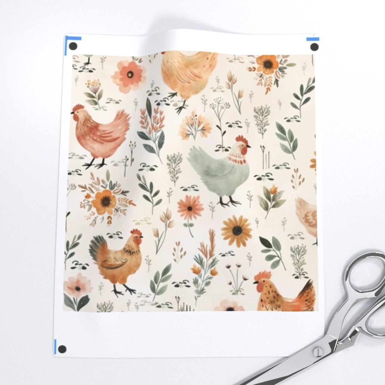 Pastel Hens Farmhouse Spring Florals Medium Watercolor Easter Bohemian Baby Nursery Chicken Boho Farm Animal Cottagecore Custom Printed Fabric by Spoonflower Various Fabrics by the Yard or Fat Quarter 18032035